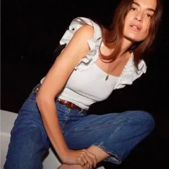 Nation LTD White Misty Open Back Ruffle Tank Size Small - Picture 2 of 7